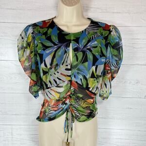 VTG Touch me Y2k Large tropical sheer babydoll Fairycore goblin whimsygoth tie